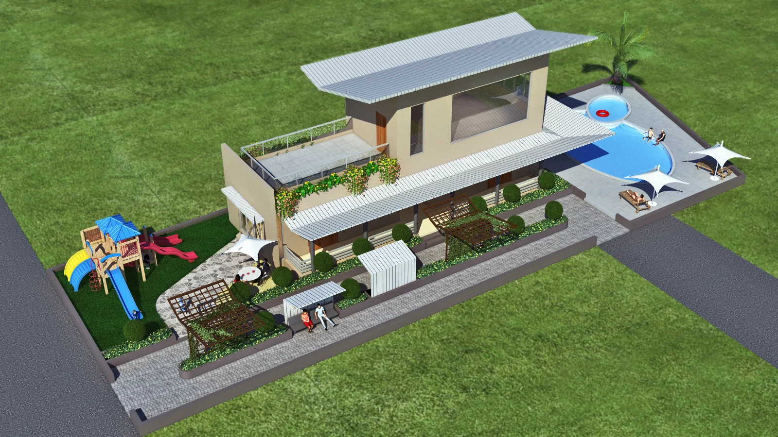 Clubhouse Pool Aerial