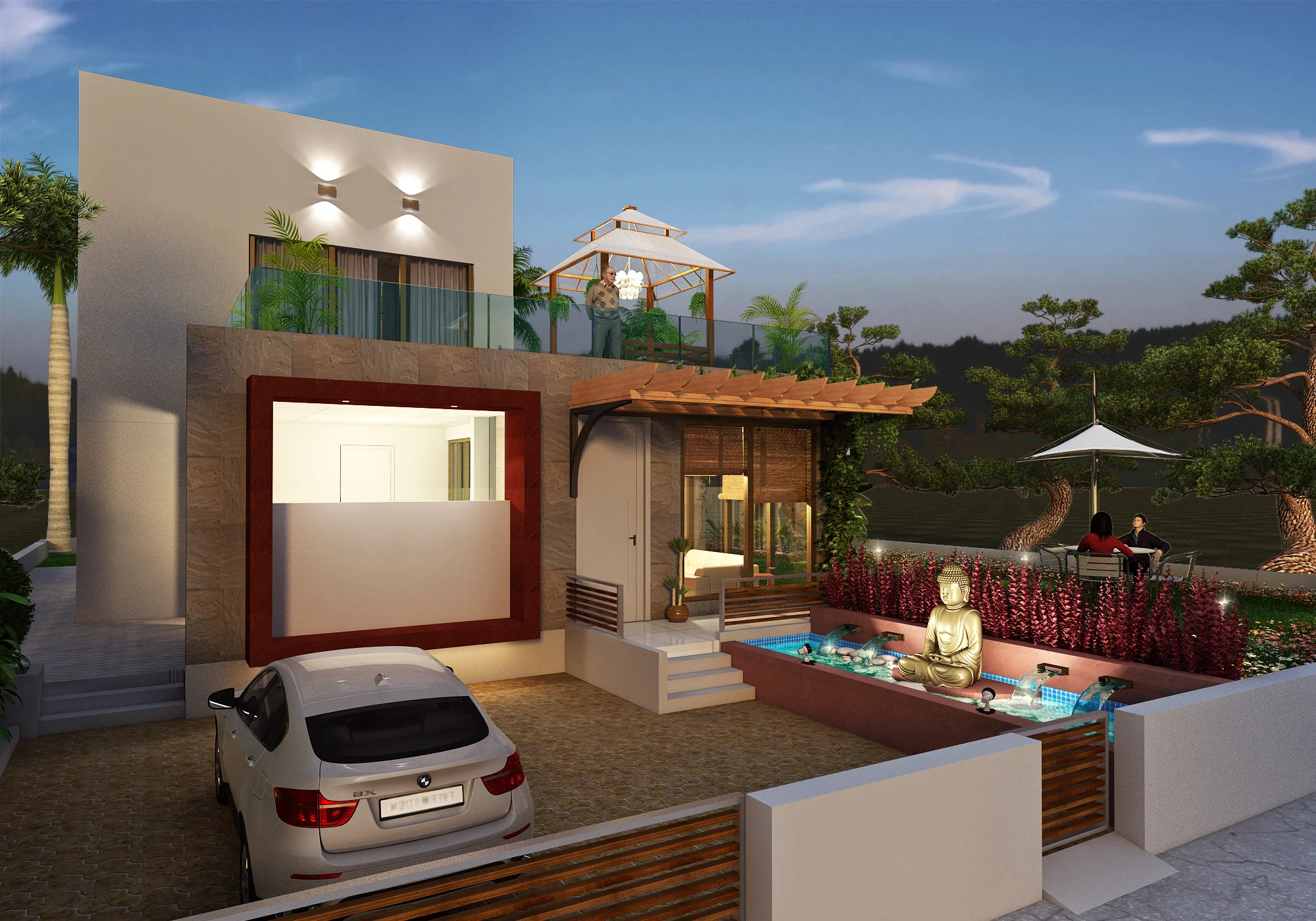 Entrance Fountain Night