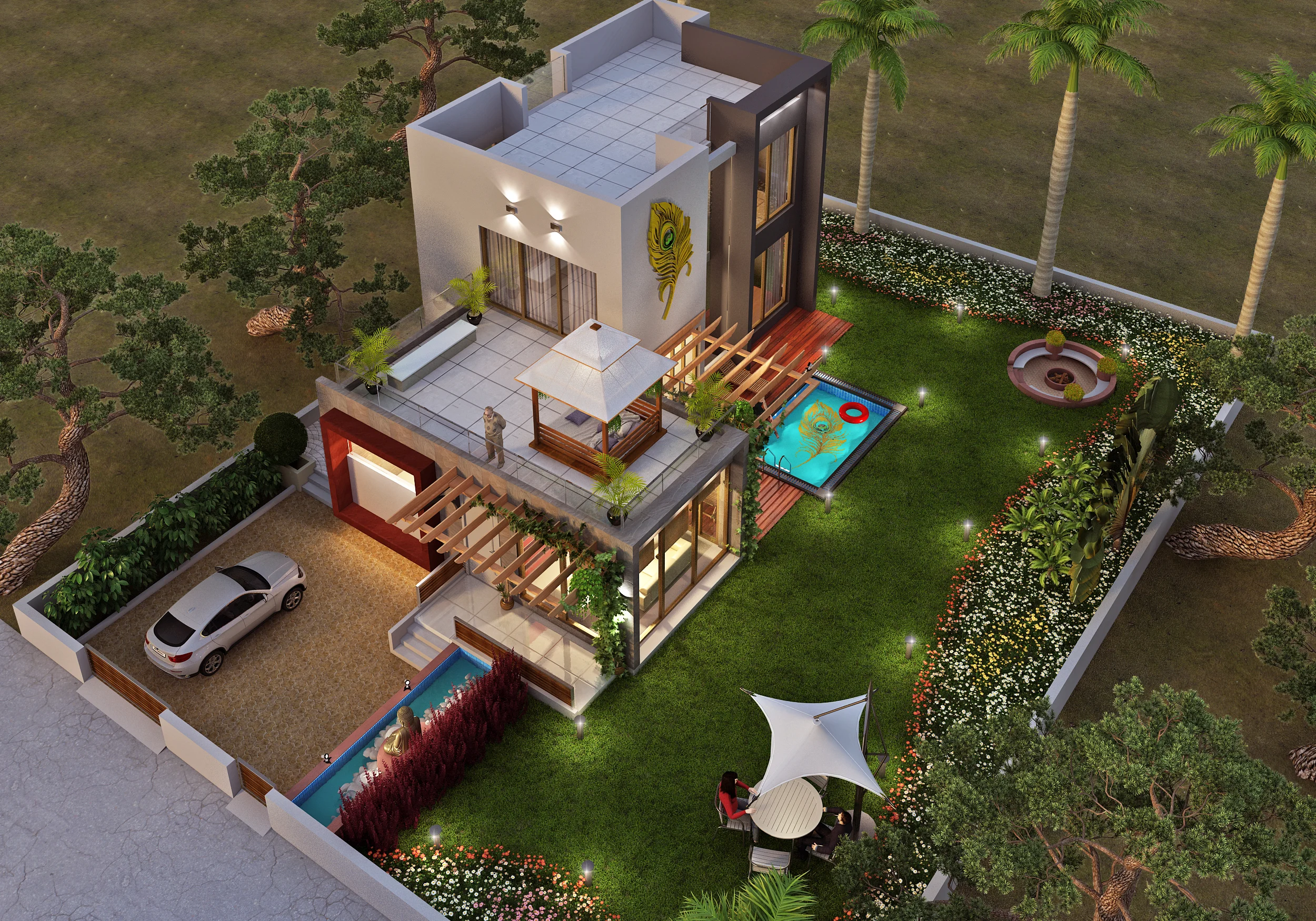 Villa Backyard Aerial