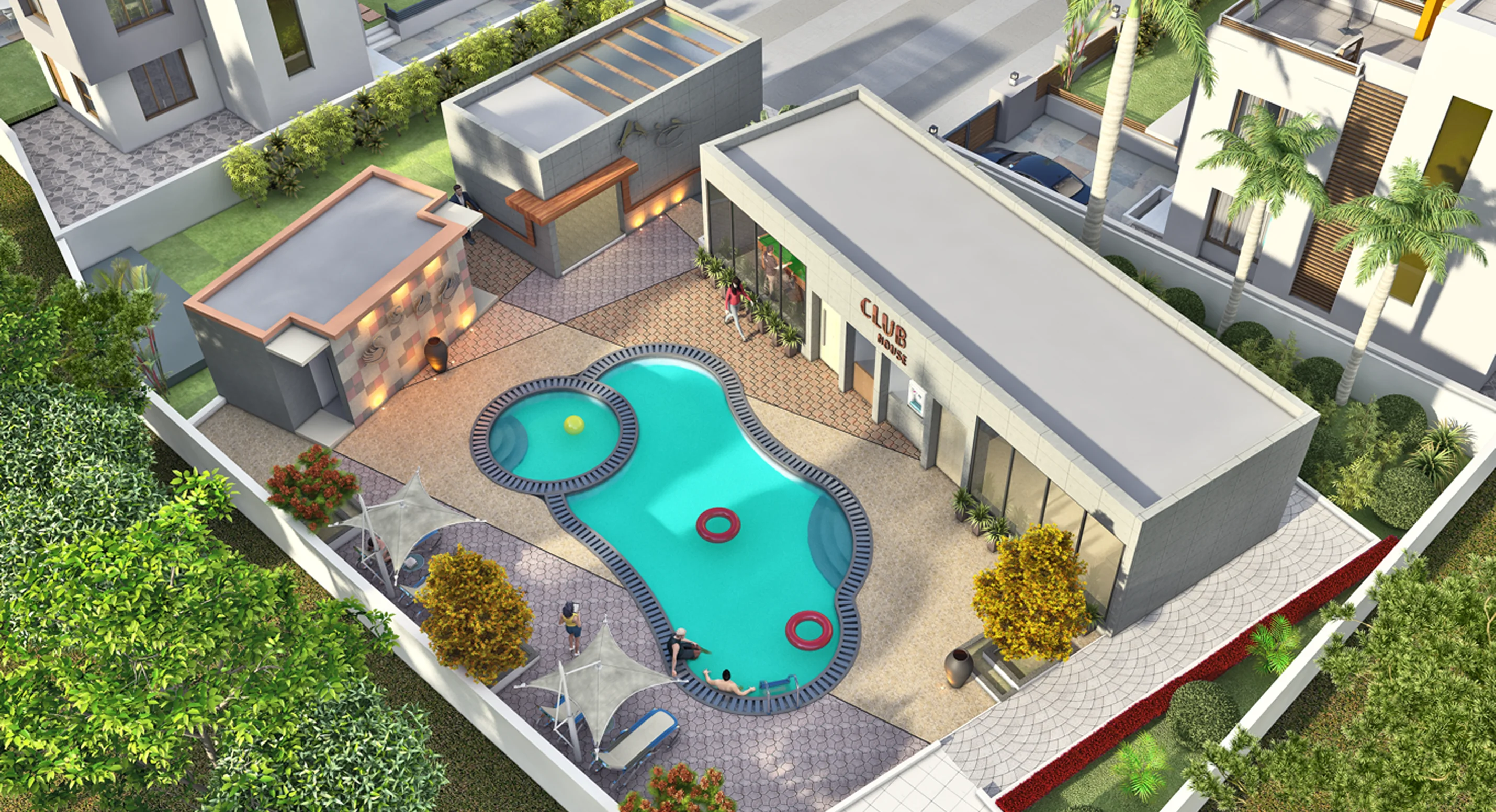 Amenity Pool Aerial View