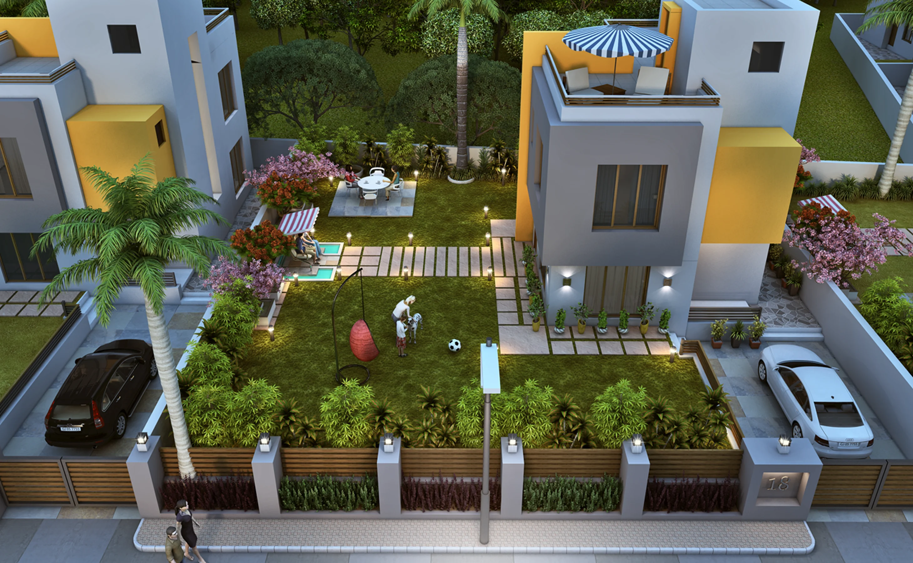 Duplex Bungalow Aerial View