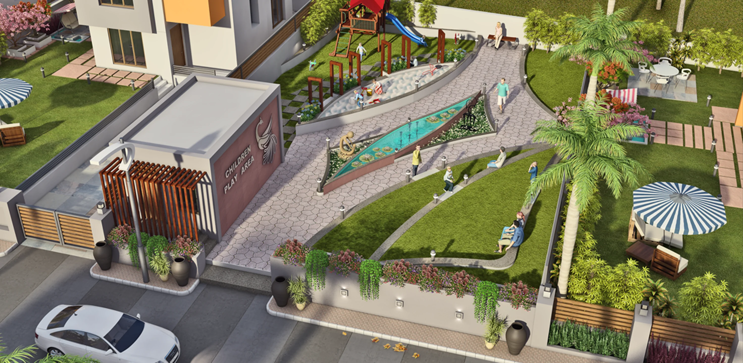 Landscape Garden Clubhouse View