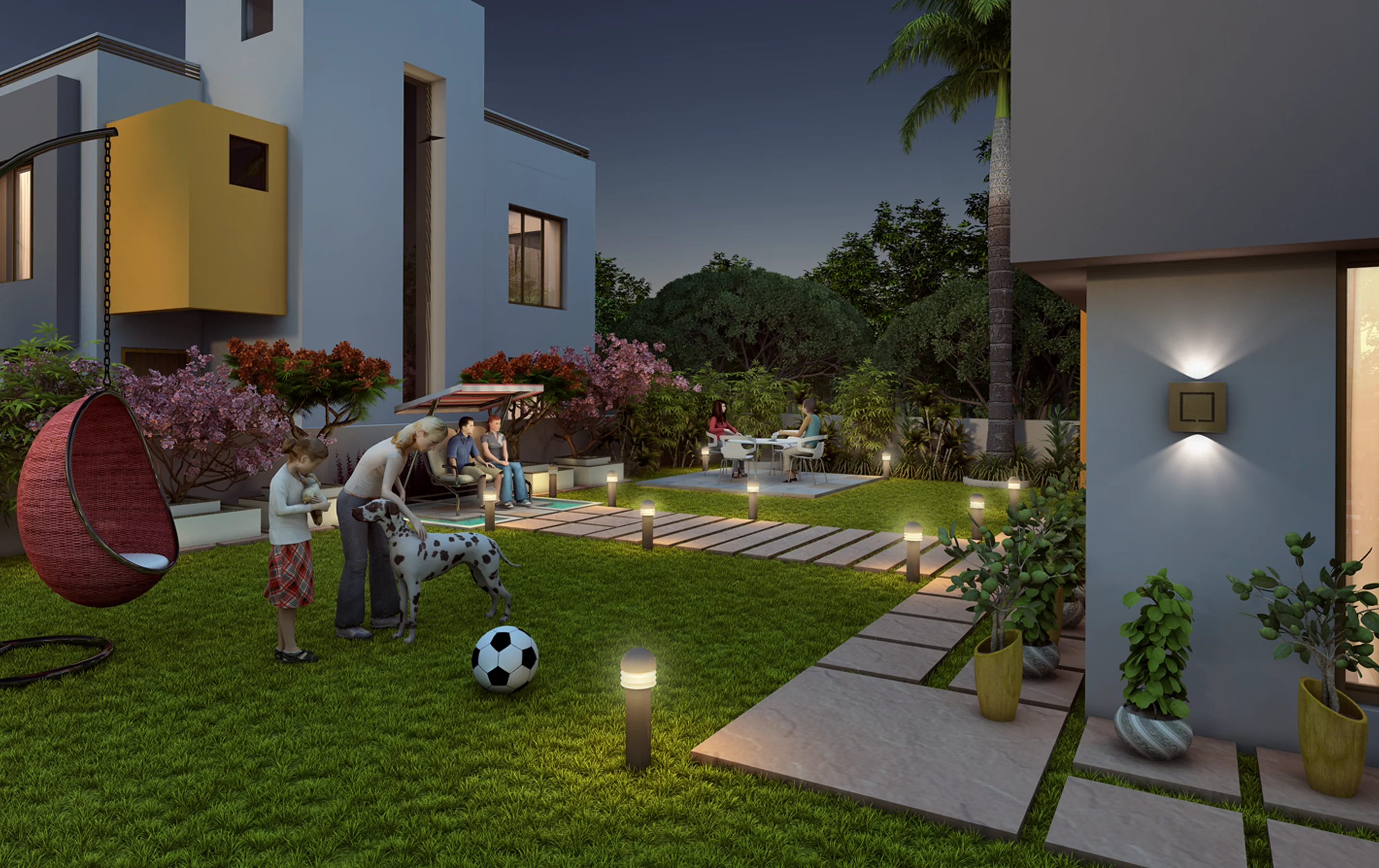 Villa Night Garden View