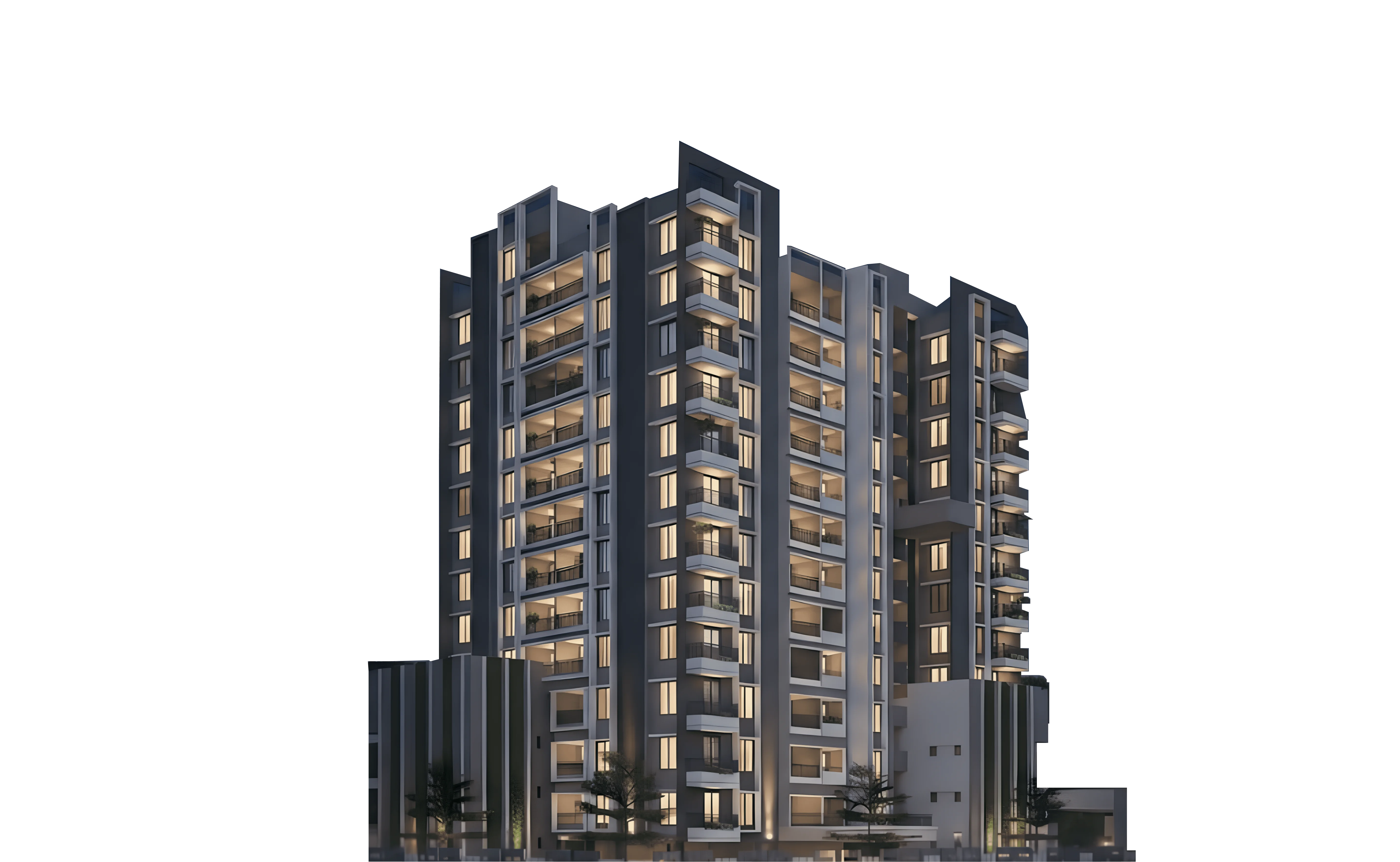 Residential Tower Night View Cut Out